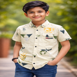 Baby Half Sleeve Shirt – Floral Print Mixed Cotton Stylish.